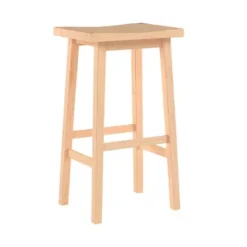 PJ Wood Classic Saddle-Seat 29" Tall Kitchen Counter Stool For Homes, Dining Spaces, And Bars W/ Backless Seat, 4 Square Legs, Natural (2 Pack) -Furniture Store GUEST c15cde30 b8c2 4b84 bc7b 298d22dd628c