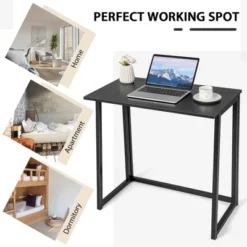 Costway Folding Computer Desk No Assembly Study Writing Table For Small Spaces Walnut/Black/Brown/White -Furniture Store GUEST c19ff763 7828 4de9 884a ab8ed81e7b88
