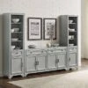 3pc Tara Sideboard And Bookcase Set Distressed Gray - Crosley
