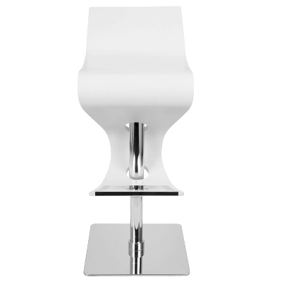 Viva Contemporary Adjustable Barstool Wood/White - LumiSource 6 Viva Contemporary Adjustable Barstool Wood/White - LumiSource - Image 4