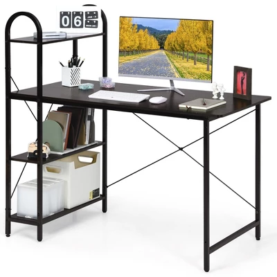Costway 48'' Reversible Computer Desk Writing Table Workstation W/ Storage Shelf BlackBrown 14 Costway 48'' Reversible Computer Desk Writing Table Workstation W/ Storage Shelf BlackBrown - Image 12