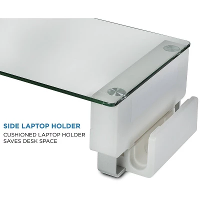 Mount-It! Tempered Glass And Aluminum Monitor Stand With USB Adapter | Fits Up To 32" Monitors | 66 Lbs. Weight Capacity 5 Mount-It! Tempered Glass And Aluminum Monitor Stand With USB Adapter | Fits Up To 32" Monitors | 66 Lbs. Weight Capacity - Image 3