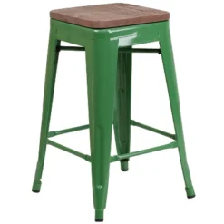 Merrick Lane Backless Metal Dining Stool With Wooden Seat For Indoor Use -Furniture Store GUEST c37000a0 48f9 4cfe a9a7 d8213af86512
