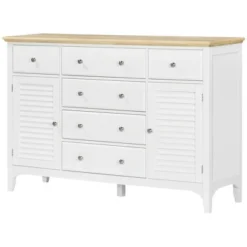 HOMCOM Modern Sideboard With Drawers, Buffet Cabinet With Storage Cabinets, Adjustable Shelves For Living Room, Kitchen, White -Furniture Store GUEST c476140c 6c22 4067 b4d7 d693c795b6fd