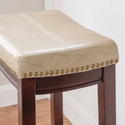 Padded Saddle Seat Barstool Hardwood - Linon -Furniture Store GUEST c4fd64ce fc7d 4a8d bab6 3ba5309c1265