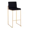 Set Of 2 Fuji High Back Stainless Steel/Velvet Barstools With Gold Legs - LumiSource