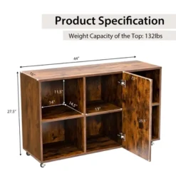 Tangkula 3-Tier Wood Bookcase 6 Cube Bookshelf W/ Door Wheels Display Cabinet -Furniture Store GUEST c652dd57 5bbb 4c1b 87d7 9488c602b454