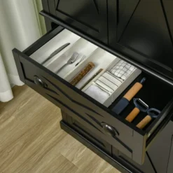 HOMCOM Freestanding Modern Farmhouse 4 Door Kitchen Pantry Cabinet, Storage Cabinet Organizer With 6-Tiers, 1 Drawer And 4 Adjustable Shelves, Black 10 HOMCOM Freestanding Modern Farmhouse 4 Door Kitchen Pantry Cabinet, Storage Cabinet Organizer With 6-Tiers, 1 Drawer And 4 Adjustable Shelves, Black -Furniture Store GUEST c6554b78 f8b7 4558 b4b4 b877afe6562d