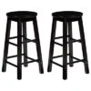 PJ Wood Classic Round Seat 29" Tall Kitchen Counter Stools For Homes, Dining Spaces, And Bars With Backless Seats & 4 Square Legs, Black (Set Of 10)