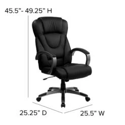 Emma And Oliver High Back Black LeatherSoft Swivel Office Chair Titanium Nylon Base/Loop Arms -Furniture Store GUEST c8742de0 1df5 481c adcb b9b1717c1447