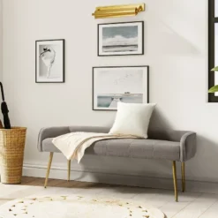 Emilio Modern 55.25" Wide Upholstered Low Back Bench With Sturdy Golden Metal Tapered Leg| ARTFUL LIVING DESIGN 28 Emilio Modern 55.25" Wide Upholstered Low Back Bench With Sturdy Golden Metal Tapered Leg| ARTFUL LIVING DESIGN -Furniture Store GUEST c8e9e828 c7f2 4154 b815 dd614ae2488e