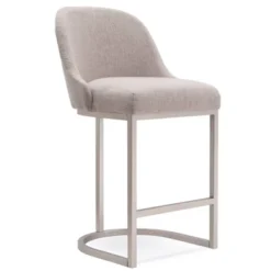 Set Of 2 Barrelback Counter Height Barstool With Metal Base Pewter/Oatmeal Linen - Leick Home -Furniture Store GUEST c93285af eae1 47c7 874d 51aacd07ff85