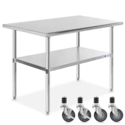 GRIDMANN Stainless Steel Table With 4 Casters (Wheels), NSF Commercial Kitchen Work & Prep Table -Furniture Store GUEST c98bceb4 7cc4 4ab5 8109 d871bf690a6a