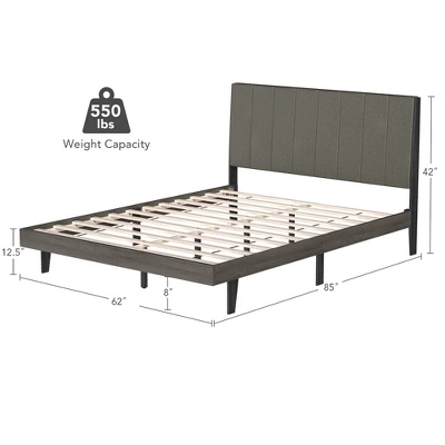 Costway Upholstered Tufted Bed Wood Platform Mattress Foundation Headboard Queen 5 Costway Upholstered Tufted Bed Wood Platform Mattress Foundation Headboard Queen - Image 3