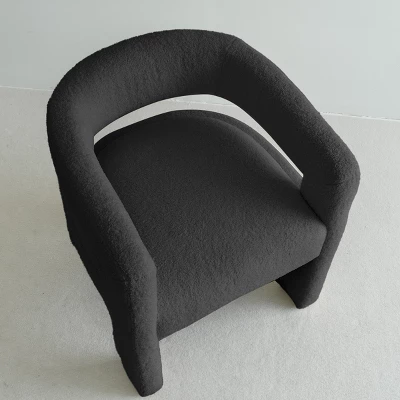 ZEN 25" Wide Contemporary Design Faux Shearling Boasting Curved Streamlined Silhouette Armrest Accent Barrel Chair-The Pop Maison 8 ZEN 25" Wide Contemporary Design Faux Shearling Boasting Curved Streamlined Silhouette Armrest Accent Barrel Chair-The Pop Maison - Image 6