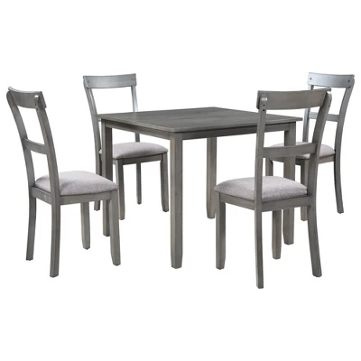 Modernluxe 5 Piece Industrial Dining Table Set Wooden Kitchen Table And 4 Chairs Gray 3 Modernluxe 5 Piece Industrial Dining Table Set Wooden Kitchen Table And 4 Chairs Gray