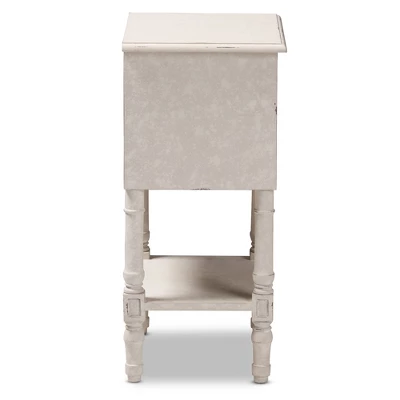 Lenore Country Cottage Farmhouse 2 Drawer Nightstand White - Baxton Studio 4 Lenore Country Cottage Farmhouse 2 Drawer Nightstand White - Baxton Studio - Image 2