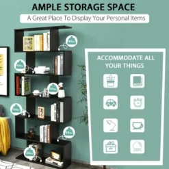 Costway 2 PCS 6 Tier S-Shaped Bookshelf Storage Display Bookcase Z-Shelf 17 Costway 2 PCS 6 Tier S-Shaped Bookshelf Storage Display Bookcase Z-Shelf -Furniture Store GUEST cb59cff7 0c57 4119 a575 6c151c96dd50