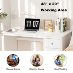 Tangkula Computer Desk Writing Table W/3 Drawers Workstation For Home Office White/Black -Furniture Store GUEST ceb97846 77a2 42be ab4f 156a8e8a582f