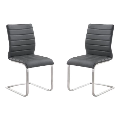 Set Of 2 Fusion Contemporary Side Dining Chair Gray And Stainless Steel - Armen Living 5 Set Of 2 Fusion Contemporary Side Dining Chair Gray And Stainless Steel - Armen Living - Image 3
