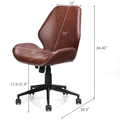 Office Home Leisure Chair Mid-Back Upholstered Swivel Height Adjustable Rolling 4 Office Home Leisure Chair Mid-Back Upholstered Swivel Height Adjustable Rolling - Image 2