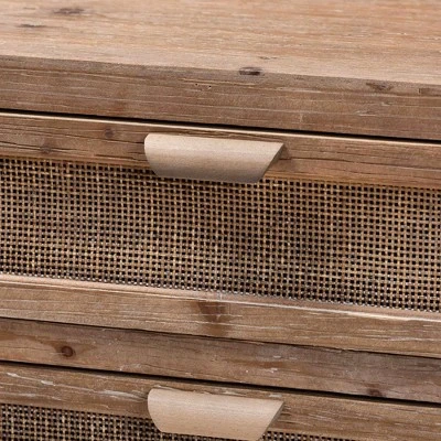 Calida Wood And Rattan 3 Drawer Storage Cabinet Brown - Baxton Studio 6 Calida Wood And Rattan 3 Drawer Storage Cabinet Brown - Baxton Studio - Image 4