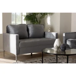 Baxton Studio Clara Velvet Fabric Upholstered 2 Seater Loveseat Gray - BaxtonStudio -Furniture Store GUEST d11513a1 06f9 4488 8297 da88cd3e3761