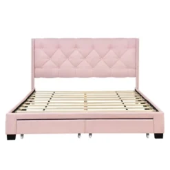 Queen Size Linen Upholstered Storage Platform Bed With Two Drawers-ModernLuxe -Furniture Store GUEST d15c31bd b89d 403e ada7 6672b406bc93