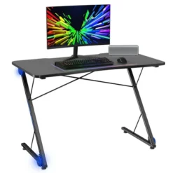 Costway 43.5 Inch Gaming Desk Z Shape Office PC Computer Desk Gamer Tables W/ LED Lights -Furniture Store GUEST d16ddb86 68a7 4a18 8f4e 78f991e2b045