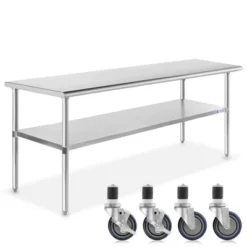 GRIDMANN Stainless Steel Table With 4 Casters (Wheels), NSF Commercial Kitchen Work & Prep Table -Furniture Store GUEST d177d778 a44a 41ac a746 d6aac7ebd7cb