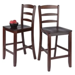 Set Of 2 Ladder Back 24" Counter Height Barstool Hardwood/Walnut - Winsome -Furniture Store GUEST d1f82581 07a6 469d 97a8 4060cb88885a