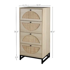 Arina Farmhouse Natural Rattan Vertical 4 Drawers Dresser - Maison Boucle -Furniture Store GUEST d2e11ee5 a4b8 4ad9 aae1 47fd897fbedb