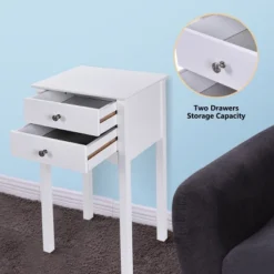 Costway Side Table End Accent Table Night Stand W/ 2 Drawers Furniture White -Furniture Store GUEST d2fb3590 6340 4a32 aa8e b818aeb3ba14
