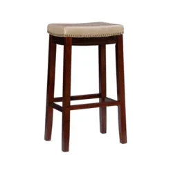 Padded Saddle Seat Barstool Hardwood - Linon -Furniture Store GUEST d4386e76 15ae 431f 8392 4d1db935596d