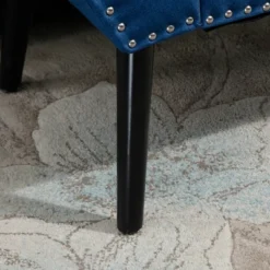 HOMCOM Modern Button Tufted Sitting Bench, Accent Fabric Upholstered Ottoman For Bedroom Or Living Room, Blue -Furniture Store GUEST d4406f84 4e03 41dc 98c2 c1a6739ca365