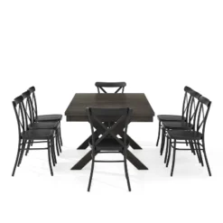 9pc Hayden Extendable Dining Set With Camille Chairs Matte Black/Slate - Crosley -Furniture Store GUEST d4d55860 0e81 4b91 a1a6 376cc24dfe73