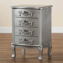 Callen Brushed Wood 4 Drawer Nightstand Silver - Baxton Studio 18 Callen Brushed Wood 4 Drawer Nightstand Silver - Baxton Studio -Furniture Store GUEST d4ddcfc0 2f3e 4460 84db 57cc91096610
