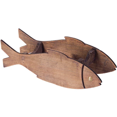 Vintiquewise Wooden Fish Shaped Vintage Decorative Single Bottle Wine Holder 4 Vintiquewise Wooden Fish Shaped Vintage Decorative Single Bottle Wine Holder - Image 2