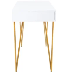Pine Two Drawer Desk - White/Gold - Safavieh -Furniture Store GUEST d616d9ec a2ff 4f1e 86e0 ee99207972f2