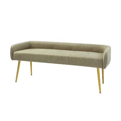 Emilio Modern 55.25" Wide Upholstered Low Back Bench With Sturdy Golden Metal Tapered Leg| ARTFUL LIVING DESIGN 3 Emilio Modern 55.25" Wide Upholstered Low Back Bench With Sturdy Golden Metal Tapered Leg| ARTFUL LIVING DESIGN
