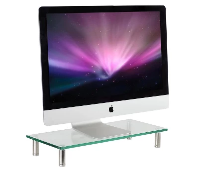 Mount-It! Clear Glass Monitor Stand Computer Desktop Riser, Tempered Glass, Fits 24, 27, 30, 32 Inch Screens, 66 Lbs. Capacity 5 Mount-It! Clear Glass Monitor Stand Computer Desktop Riser, Tempered Glass, Fits 24, 27, 30, 32 Inch Screens, 66 Lbs. Capacity - Image 3