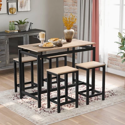 Modernluxe 5-Piece Kitchen Counter Height Table Set With 4 Chairs-Industrial 3 Modernluxe 5-Piece Kitchen Counter Height Table Set With 4 Chairs-Industrial