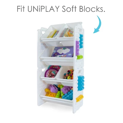 UNiPLAY Toy Organizer With 6 Removable Storage Bins And Block Play Panel, Multi-Size Bin Organizer 6 UNiPLAY Toy Organizer With 6 Removable Storage Bins And Block Play Panel, Multi-Size Bin Organizer - Image 4