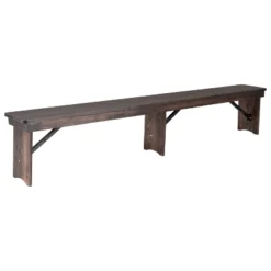 Emma And Oliver 8' X 12" Antique Rustic Solid Pine Folding Farm Bench - Portable Bench -Furniture Store GUEST d7d1bed4 a9cf 4e4a b376 a15ebec39177