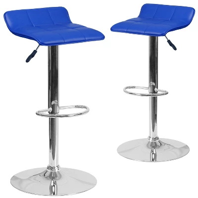 Emma And Oliver 2 Pack Contemporary Vinyl Adjustable Height Barstool With Quilted Wave Seat And Chrome Base 14 Emma And Oliver 2 Pack Contemporary Vinyl Adjustable Height Barstool With Quilted Wave Seat And Chrome Base - Image 12