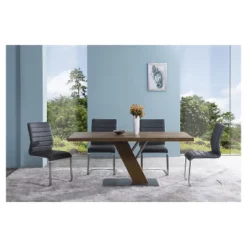 Set Of 2 Fusion Contemporary Side Dining Chair Gray And Stainless Steel - Armen Living