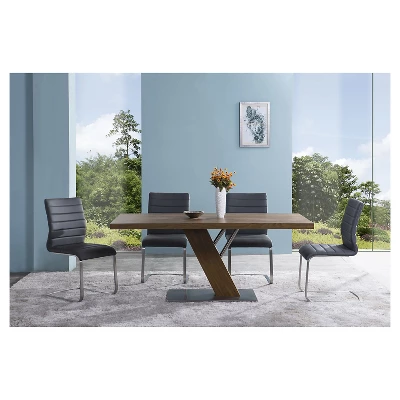 Set Of 2 Fusion Contemporary Side Dining Chair Gray And Stainless Steel - Armen Living 3 Set Of 2 Fusion Contemporary Side Dining Chair Gray And Stainless Steel - Armen Living