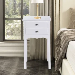Costway Side Table End Accent Table Night Stand W/ 2 Drawers Furniture White -Furniture Store GUEST dade4a2b 8959 4765 ae11 5bc71d3b148f