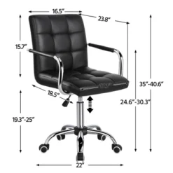 Yaheetech Modern Office Chair Height Adjustable Swivel Chair Mid Back PU Leather Chair -Furniture Store GUEST db072daa 676a 4c37 99ea 9250f9fa24c1