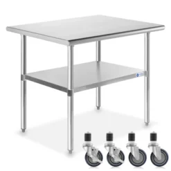GRIDMANN Stainless Steel Table With 4 Casters (Wheels), NSF Commercial Kitchen Work & Prep Table -Furniture Store GUEST db18decd ca6e 48a9 9c7c d1ae200c083c